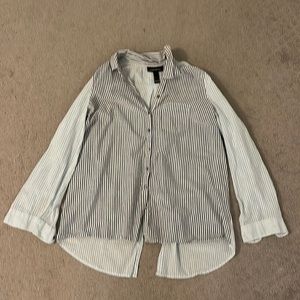 Light blue and white stripe and dark blue and white stripe shirt. Size L.